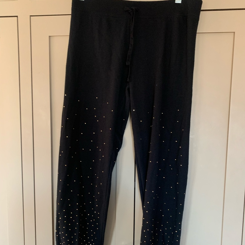 Justice black sweatpants with gold sparkles size 18